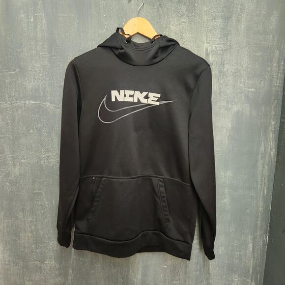 Nike Therma-FIT Hoodie Men’s Black Training Pullover Sweatshirt Zip Pocket Small - Picture 1 of 9